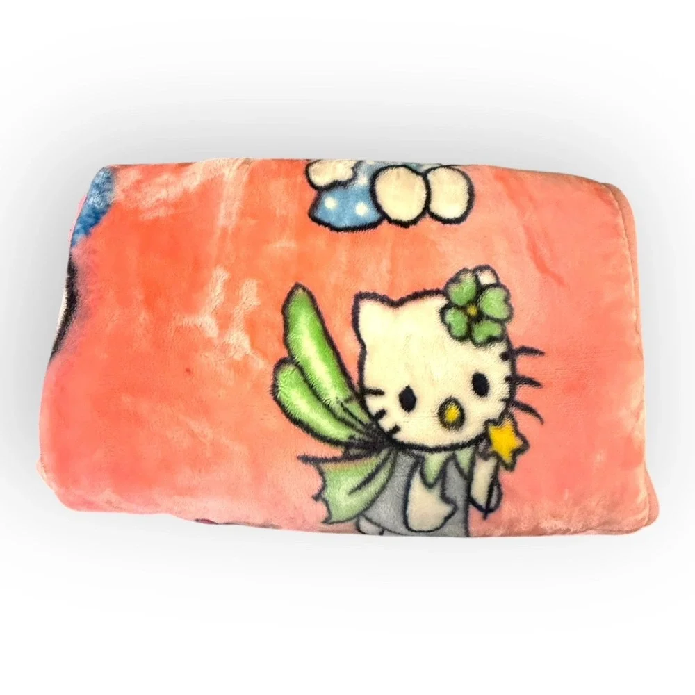 Hello Kitty Miffy Twin Plush Fleece Coverlet 86x58‎ Y2K Fairy Pink Misprint VTG